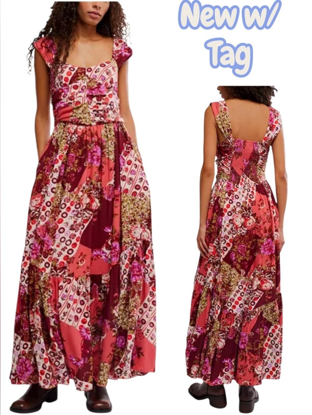 Free People Strawberry Combo Sasha Floral Maxi Dress Small NWT $168 SMALL